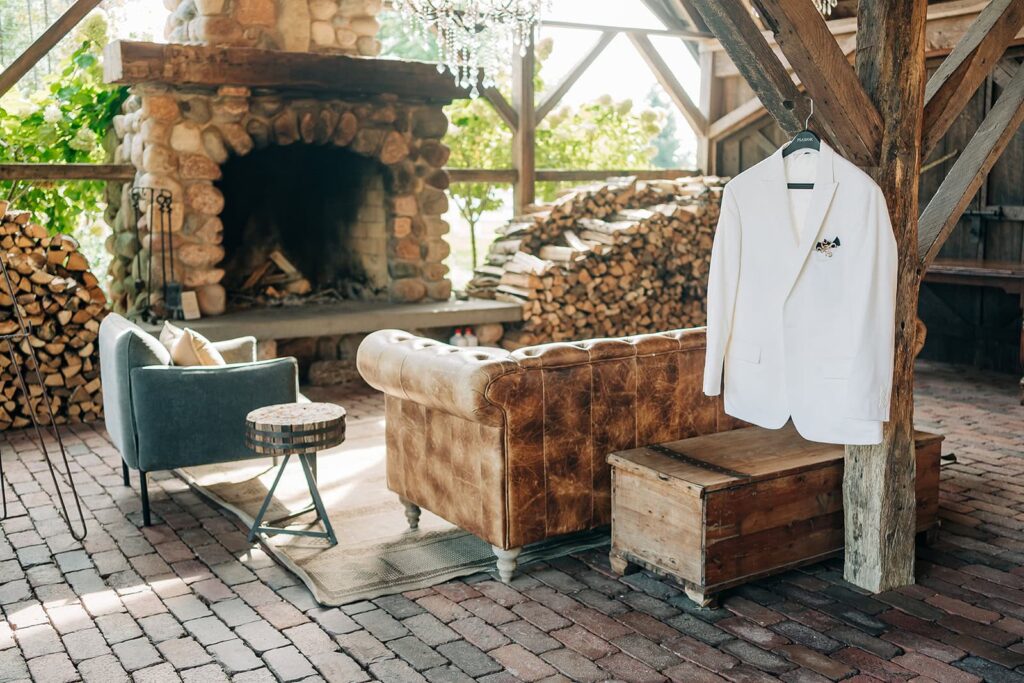 grooms details during redeemed farm wedding morning