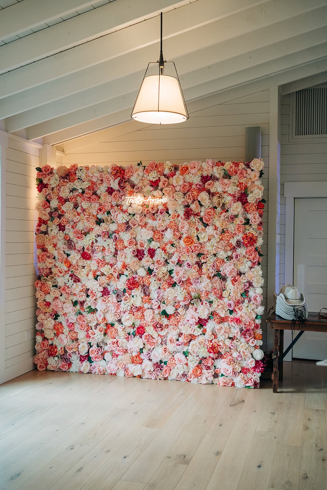 flower wall at redeemed farm