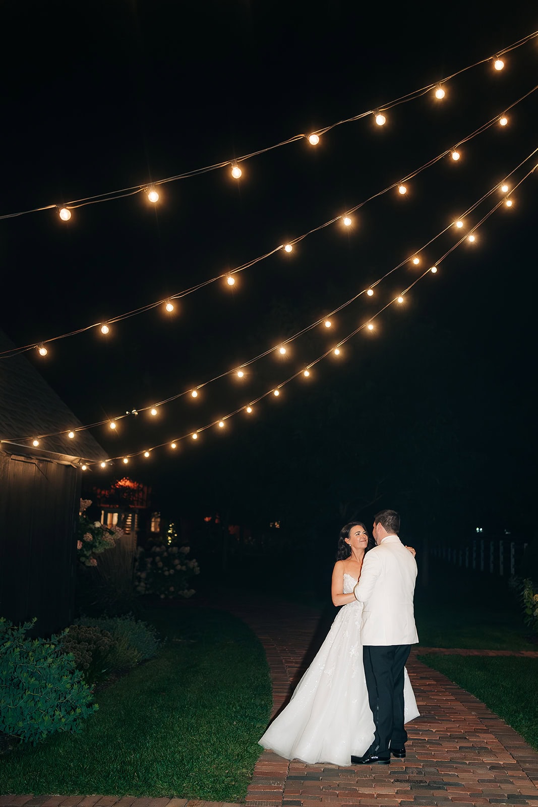 nighttime portaits at redeemed farm wedding