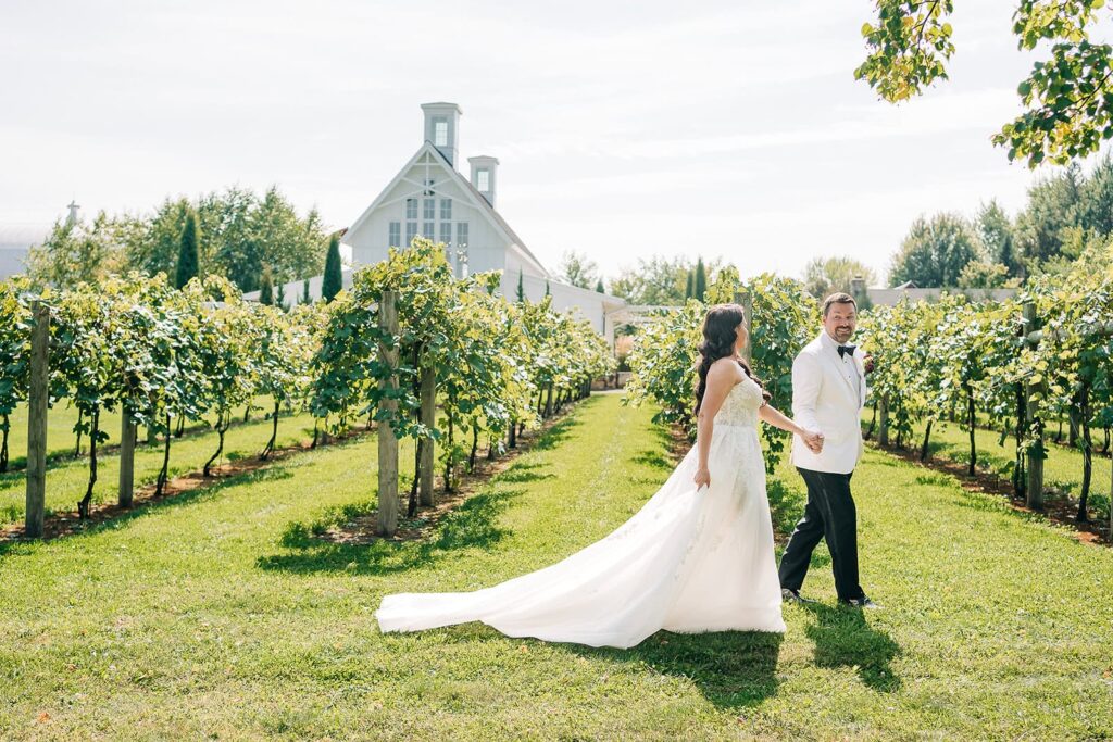 redeemed farm wedding portraits in vineyard
