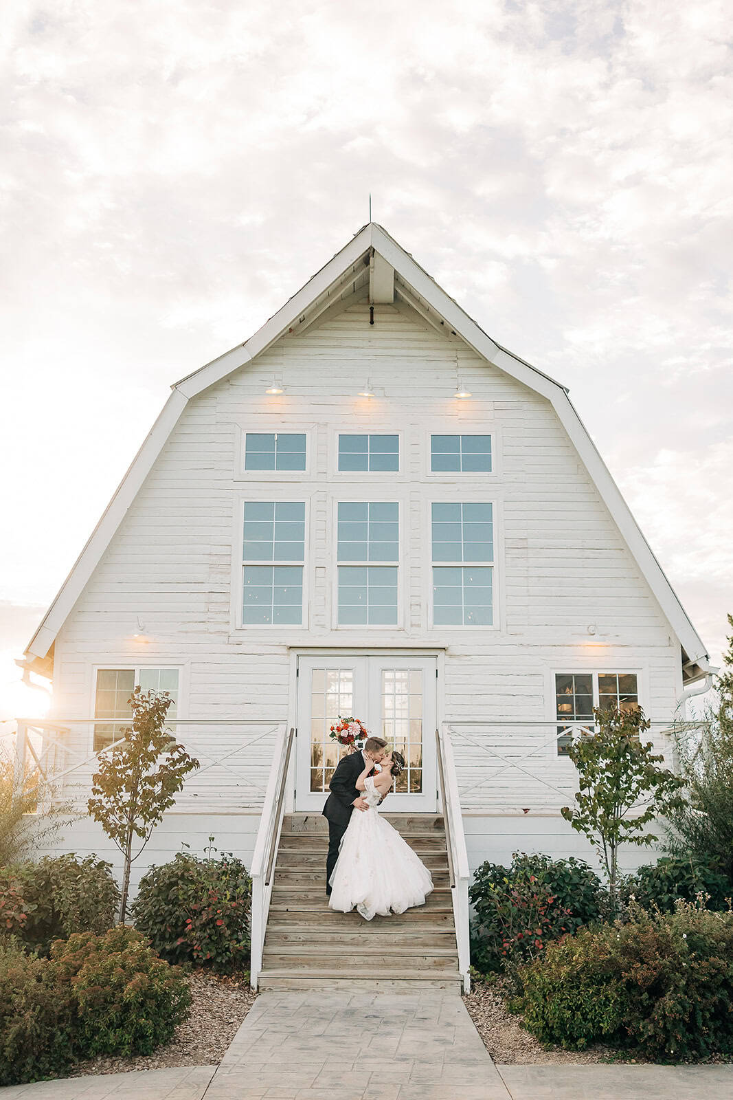 Couple portrait at Ivory North wedding venue modern farmhouse wedding venue