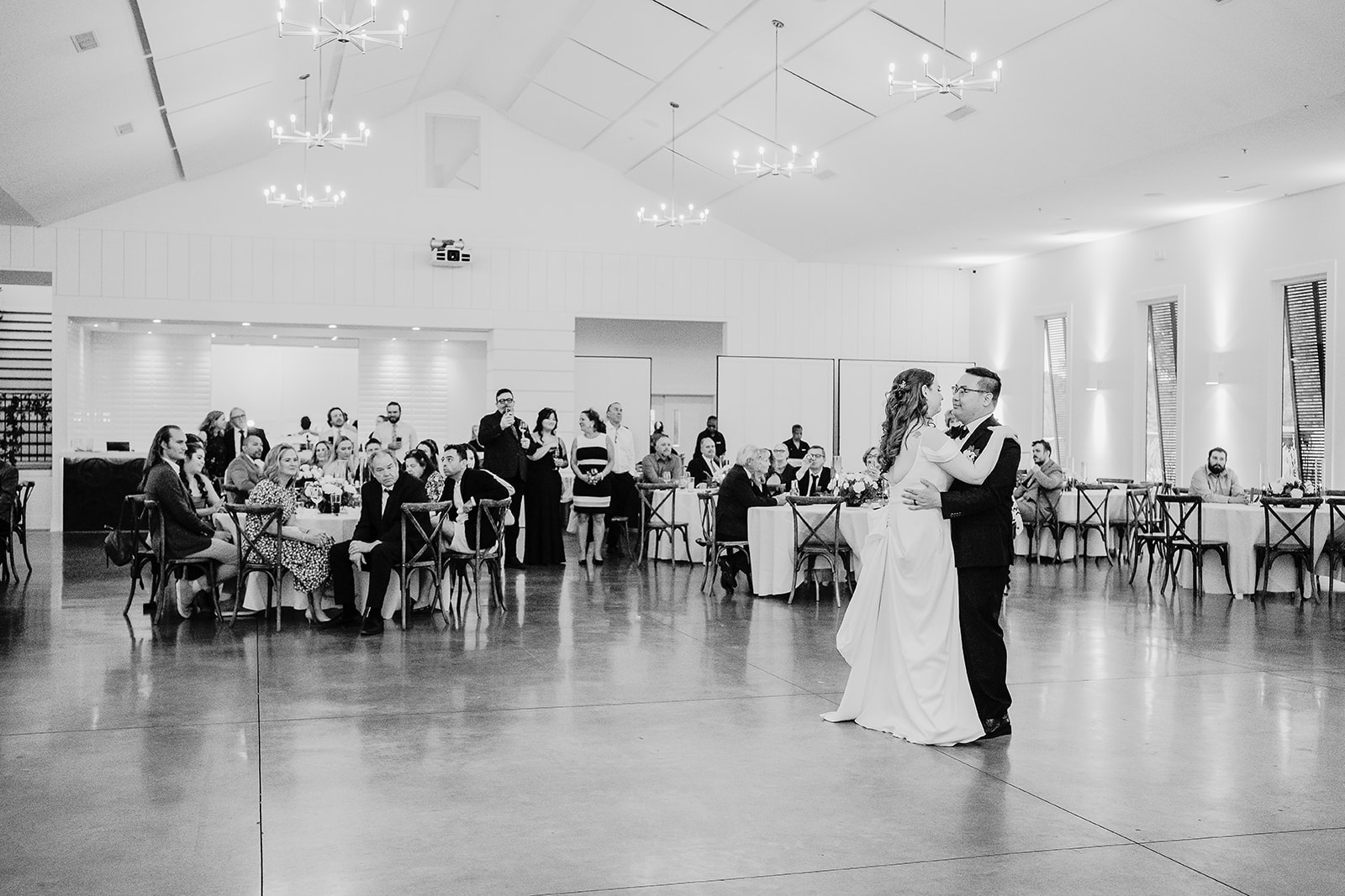 first dance between bride and groom at hutton house wedding